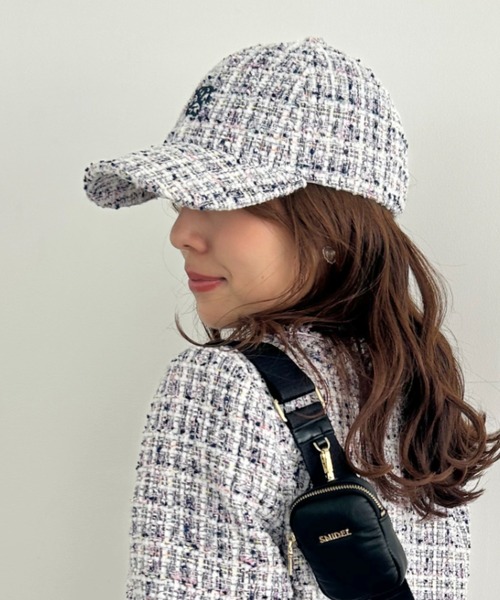 SNIDEL（スナイデル）の「ツイードCAP（キャップ・レディース・ネイビー/ピンク/アイボリー/マルチ・F）」の4枚目の写真