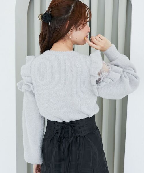 MAJESTIC LEGON（マジェスティックレゴン）の「Ladyフリルシャギーニット（ニット/セーター・レディース・ライトグレー/ベージュ/ピンク/ブルー/アイボリー/ライトピンク・MEDIUM）」の19枚目の写真