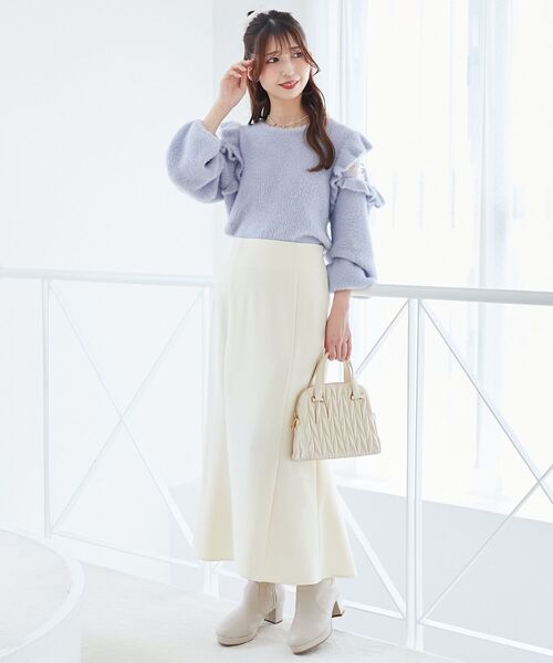 MAJESTIC LEGON（マジェスティックレゴン）の「Ladyフリルシャギーニット（ニット/セーター・レディース・ライトグレー/ベージュ/ピンク/ブルー/アイボリー/ライトピンク・MEDIUM）」の14枚目の写真