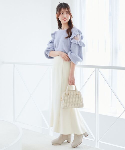 MAJESTIC LEGON（マジェスティックレゴン）の「Ladyフリルシャギーニット（ニット/セーター・レディース・ライトグレー/ベージュ/ピンク/ブルー/アイボリー/ライトピンク・MEDIUM）」の12枚目の写真