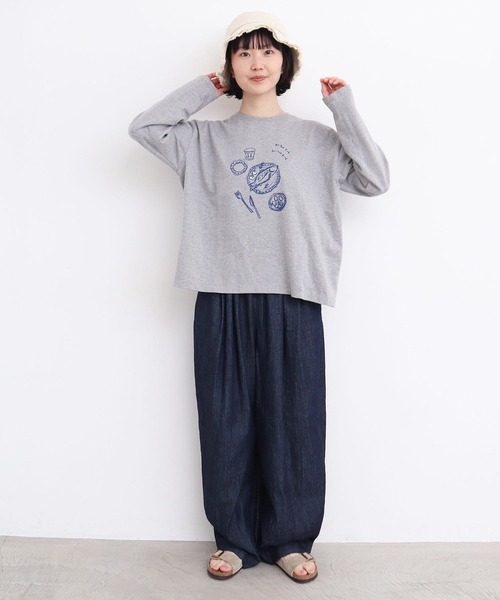 l'atelier du savon（アトリエドサボン）の「おさかな定食　プリントロンT（Tシャツ/カットソー・レディース・オフホワイト/グレー・FREE）」の22枚目の写真