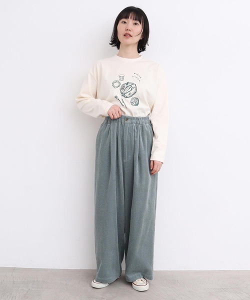 l'atelier du savon（アトリエドサボン）の「おさかな定食　プリントロンT（Tシャツ/カットソー・レディース・オフホワイト/グレー・FREE）」の16枚目の写真