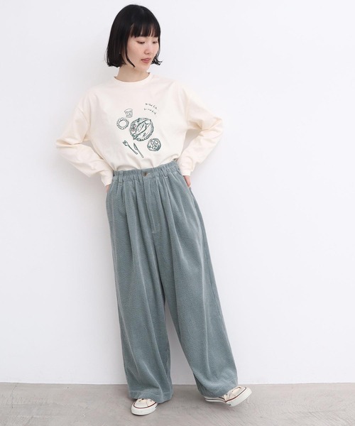 l'atelier du savon（アトリエドサボン）の「おさかな定食　プリントロンT（Tシャツ/カットソー・レディース・オフホワイト/グレー・FREE）」の19枚目の写真