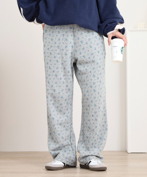 JEMORGAN(ジェーイーモーガン)の「JEMORGAN 花柄ガーゼ裏毛パンツ(スウェットパンツ・レディース・アイボリー系2/グレー系/アイボリー系3/アイボリー系1・FREE)」の1枚目の写真