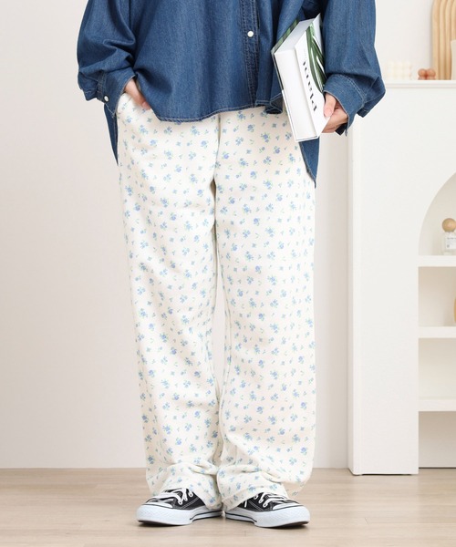 JEMORGAN(ジェーイーモーガン)の「JEMORGAN 花柄ガーゼ裏毛パンツ(スウェットパンツ・レディース・アイボリー系2/グレー系/アイボリー系3/アイボリー系1・FREE)」の12枚目の写真