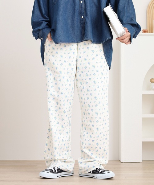 JEMORGAN(ジェーイーモーガン)の「JEMORGAN 花柄ガーゼ裏毛パンツ(スウェットパンツ・レディース・アイボリー系2/グレー系/アイボリー系3/アイボリー系1・FREE)」の14枚目の写真