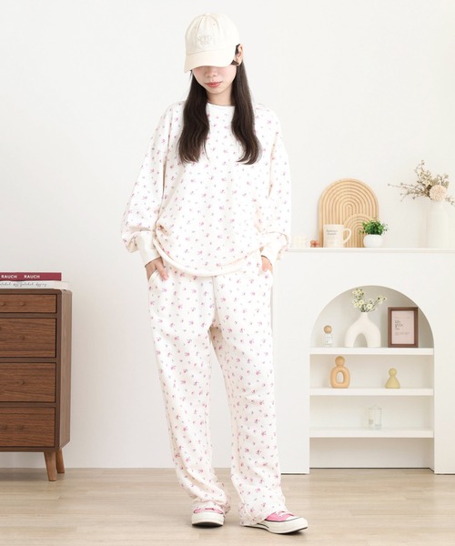 JEMORGAN(ジェーイーモーガン)の「JEMORGAN 花柄ガーゼ裏毛パンツ(スウェットパンツ・レディース・アイボリー系2/グレー系/アイボリー系3/アイボリー系1・FREE)」の19枚目の写真
