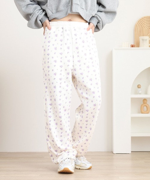 JEMORGAN(ジェーイーモーガン)の「JEMORGAN 花柄ガーゼ裏毛パンツ(スウェットパンツ・レディース・アイボリー系2/グレー系/アイボリー系3/アイボリー系1・FREE)」の21枚目の写真