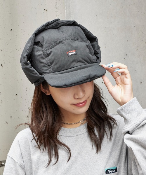 NANGA(ナンガ)の「NANGA/ナンガHINOC RIPSTOP DOWN EAR FLAP CAP キャップ(キャップ・メンズ・ライトブルー/ベージュ/カーキ/ブラック・FREE)」の10枚目の写真