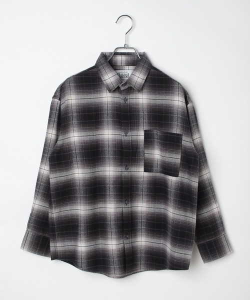 GLOBAL WORK（グローバルワーク）の「やわらかリッチネルチェック/498546（シャツ/ブラウス・キッズ・グレイッシュベージュ/ブラック・160cm/150cm/140cm/130cm）」の21枚目の写真