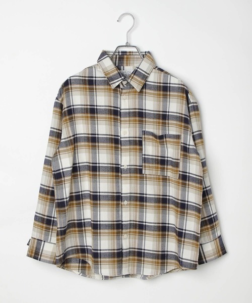 GLOBAL WORK（グローバルワーク）の「やわらかリッチネルチェック/498546（シャツ/ブラウス・キッズ・グレイッシュベージュ/ブラック・160cm/150cm/140cm/130cm）」の22枚目の写真