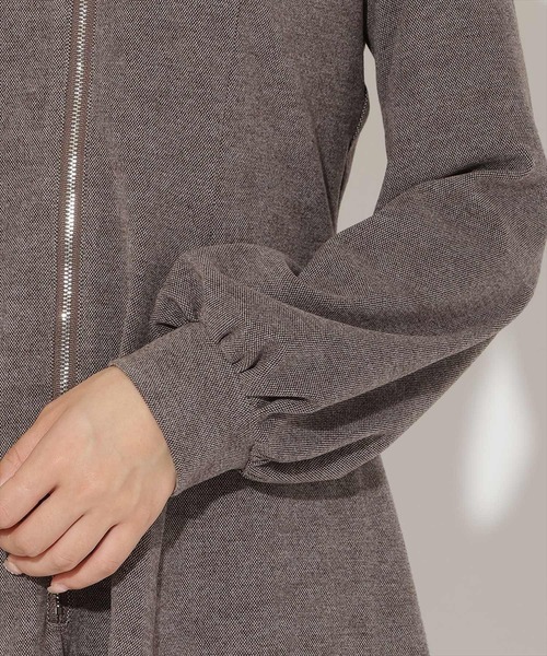 AND COUTURE（アンドクチュール）の「センターZIPミニワンピース（ワンピース・レディース・ブラウン/チャコールグレー/ブラック/ダークブラウン・FREE）」の7枚目の写真