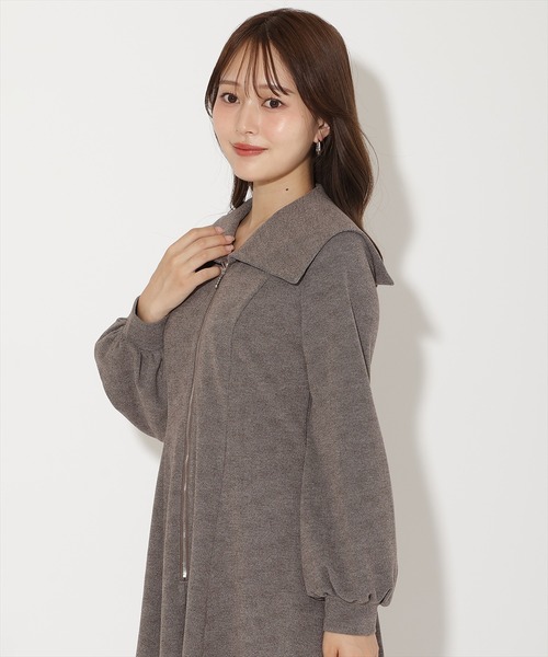 AND COUTURE（アンドクチュール）の「センターZIPミニワンピース（ワンピース・レディース・ブラウン/チャコールグレー/ブラック/ダークブラウン・FREE）」の5枚目の写真