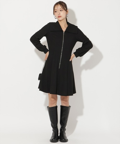 AND COUTURE（アンドクチュール）の「センターZIPミニワンピース（ワンピース・レディース・ブラウン/チャコールグレー/ブラック/ダークブラウン・FREE）」の11枚目の写真