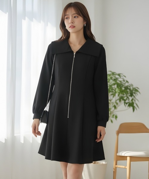 AND COUTURE（アンドクチュール）の「センターZIPミニワンピース（ワンピース・レディース・ブラウン/チャコールグレー/ブラック/ダークブラウン・FREE）」の12枚目の写真