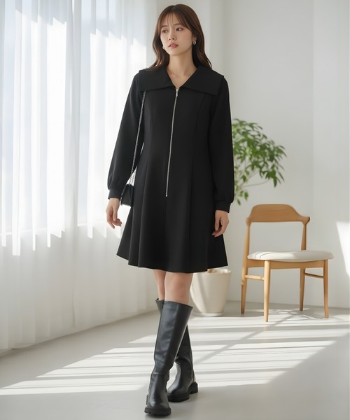 AND COUTURE（アンドクチュール）の「センターZIPミニワンピース（ワンピース・レディース・ブラウン/チャコールグレー/ブラック/ダークブラウン・FREE）」の15枚目の写真