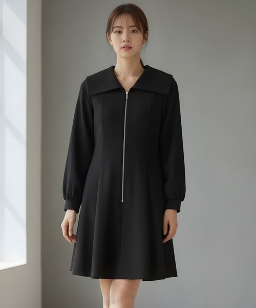AND COUTURE（アンドクチュール）の「センターZIPミニワンピース（ワンピース・レディース・ブラウン/チャコールグレー/ブラック/ダークブラウン・FREE）」の13枚目の写真