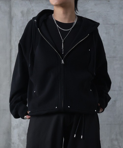 セール】AW ダブルポケット スタッズ リベット フルジップパーカー