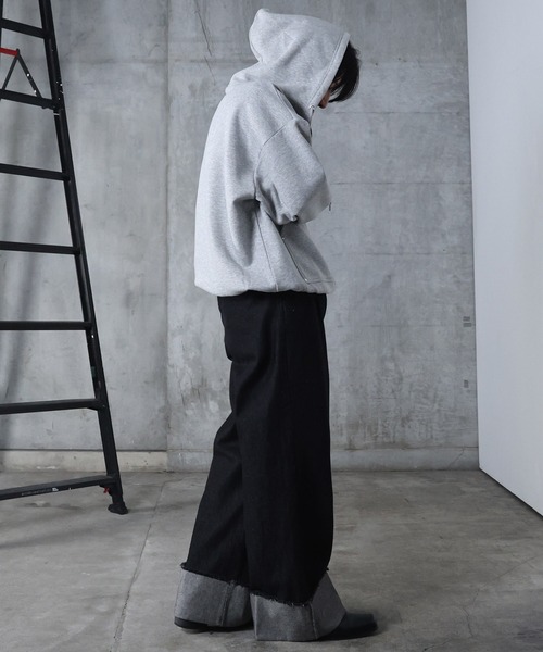 Confirm(コンファーム)の「AW ダブルポケット スタッズ リベット フルジップパーカー ビッグシルエット メンズ レディース ユニセックス 【Confirm】(パーカー・メンズ・ネイビー/杢グレー/ブラック・M/L)」の5枚目の写真