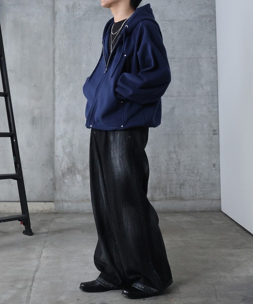 Confirm(コンファーム)の「AW ダブルポケット スタッズ リベット フルジップパーカー ビッグシルエット メンズ レディース ユニセックス 【Confirm】(パーカー・メンズ・ネイビー/杢グレー/ブラック・M/L)」の20枚目の写真