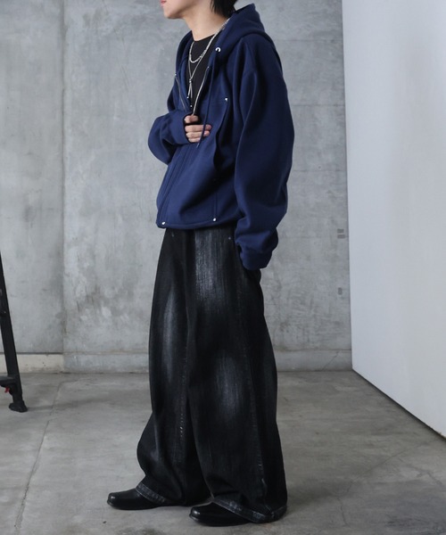 Confirm(コンファーム)の「AW ダブルポケット スタッズ リベット フルジップパーカー ビッグシルエット メンズ レディース ユニセックス 【Confirm】(パーカー・メンズ・ネイビー/杢グレー/ブラック・M/L)」の21枚目の写真