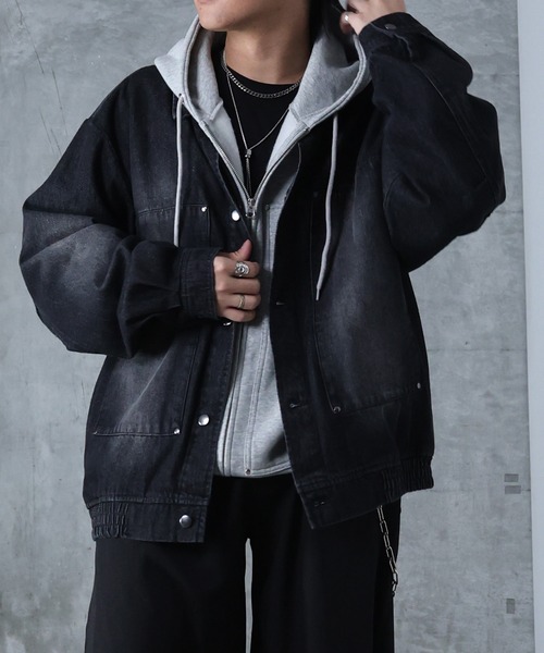 Confirm(コンファーム)の「AW ダブルポケット スタッズ リベット フルジップパーカー ビッグシルエット メンズ レディース ユニセックス 【Confirm】(パーカー・メンズ・ネイビー/杢グレー/ブラック・M/L)」の6枚目の写真