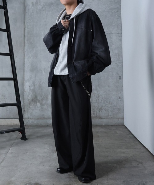 Confirm(コンファーム)の「AW ダブルポケット スタッズ リベット フルジップパーカー ビッグシルエット メンズ レディース ユニセックス 【Confirm】(パーカー・メンズ・ネイビー/杢グレー/ブラック・M/L)」の9枚目の写真