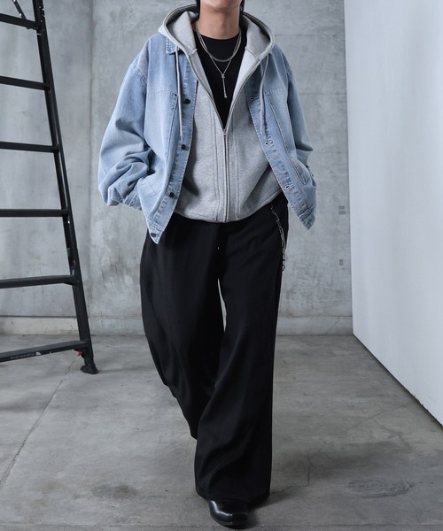 Confirm(コンファーム)の「AW ダブルポケット スタッズ リベット フルジップパーカー ビッグシルエット メンズ レディース ユニセックス 【Confirm】(パーカー・メンズ・ネイビー/杢グレー/ブラック・M/L)」の14枚目の写真