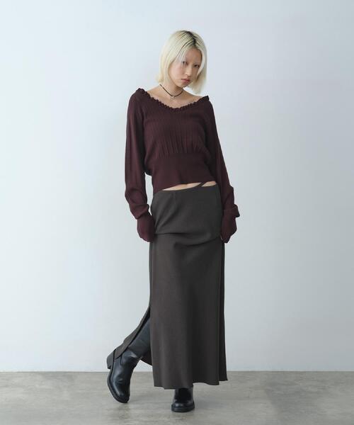 CODE A（コードエー）の「frill design knit（ニット/セーター・レディース・ブラック/ホワイト/ダークブラウン・00）」の7枚目の写真