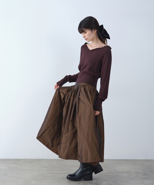 CODE A（コードエー）の「frill design knit（ニット/セーター・レディース・ブラック/ホワイト/ダークブラウン・00）」の9枚目の写真