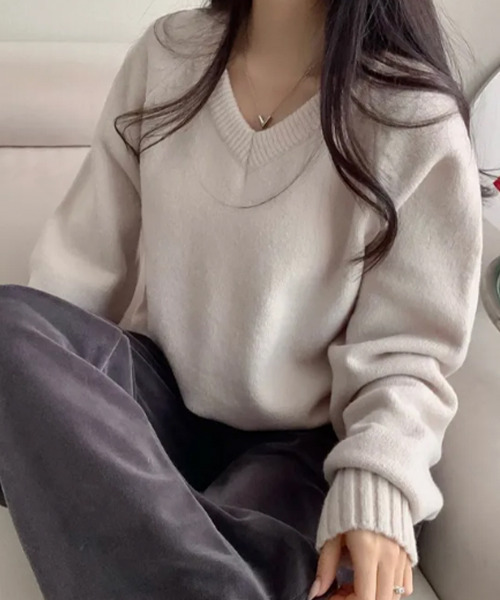 セール】Vネック ニットトップス※新色追加（ニット/セーター）｜VIVID