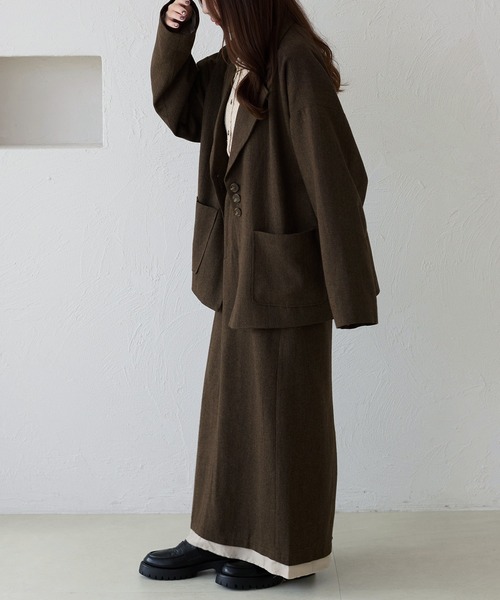 apres jour clair(アプレジュールクレア)の「【apres jour clair】【セットアップ可能】オーバーサイズジャケット(テーラードジャケット・レディース・キャメル/ブラウン系その他/グレー・X-LARGE/フリー)」の3枚目の写真