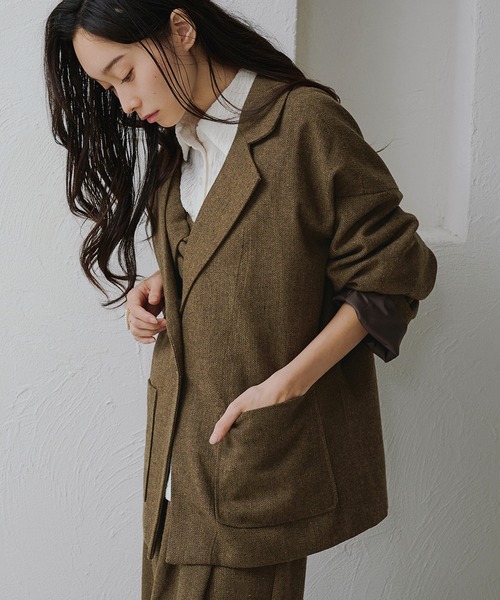 apres jour clair(アプレジュールクレア)の「【apres jour clair】【セットアップ可能】オーバーサイズジャケット(テーラードジャケット・レディース・キャメル/ブラウン系その他/グレー・X-LARGE/フリー)」の17枚目の写真