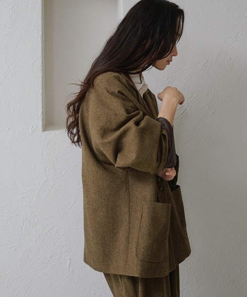 apres jour clair(アプレジュールクレア)の「【apres jour clair】【セットアップ可能】オーバーサイズジャケット(テーラードジャケット・レディース・キャメル/ブラウン系その他/グレー・X-LARGE/フリー)」の14枚目の写真