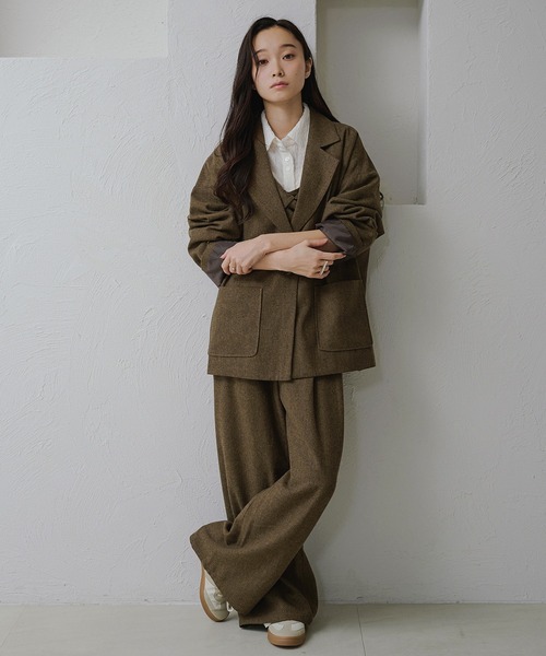 apres jour clair(アプレジュールクレア)の「【apres jour clair】【セットアップ可能】オーバーサイズジャケット(テーラードジャケット・レディース・キャメル/ブラウン系その他/グレー・X-LARGE/フリー)」の18枚目の写真