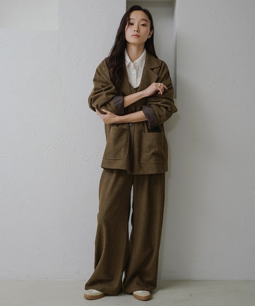 apres jour clair(アプレジュールクレア)の「【apres jour clair】【セットアップ可能】オーバーサイズジャケット(テーラードジャケット・レディース・キャメル/ブラウン系その他/グレー・X-LARGE/フリー)」の6枚目の写真