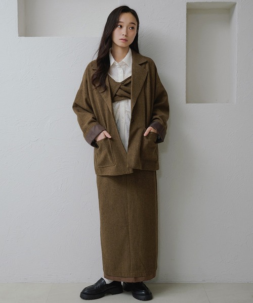 apres jour clair(アプレジュールクレア)の「【apres jour clair】【セットアップ可能】オーバーサイズジャケット(テーラードジャケット・レディース・キャメル/ブラウン系その他/グレー・X-LARGE/フリー)」の5枚目の写真