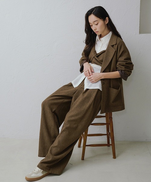 apres jour clair(アプレジュールクレア)の「【apres jour clair】【セットアップ可能】オーバーサイズジャケット(テーラードジャケット・レディース・キャメル/ブラウン系その他/グレー・X-LARGE/フリー)」の15枚目の写真
