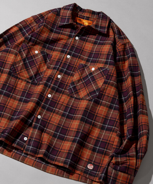 Factory Effexフランネル長袖シャツ L レッド 19-88304 RED KAP/レッド