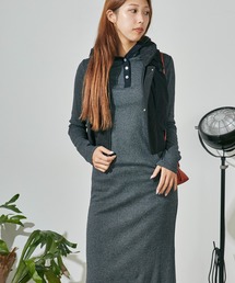 MILLER | R.P.miller/ミラー PANELRIB Hood OP ボーダーデザイン フード付きワンピース(ワンピース)