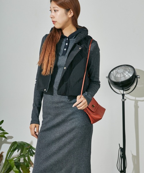 MILLER（ミラー）の「R.P.miller/ミラー PANELRIB Hood OP ボーダーデザイン フード付きワンピース（ワンピース・レディース・ブルー/ブラック/レッド/ブラウン/ブラック×ホワイト・FREE）」の6枚目の写真