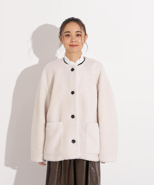 N.（N. Natural Beauty Basic）（エヌエヌナチュラルビューティーベーシック）の「ノーカラーボアブルゾン（ブルゾン・レディース・ブラウン/イエロー/オフホワイト・MEDIUM/SMALL）」の18枚目の写真