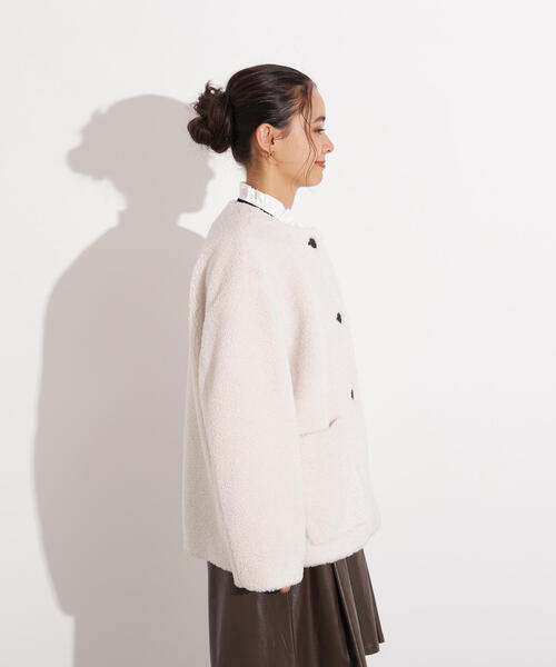 N.（N. Natural Beauty Basic）（エヌエヌナチュラルビューティーベーシック）の「ノーカラーボアブルゾン（ブルゾン・レディース・ブラウン/イエロー/オフホワイト・MEDIUM/SMALL）」の19枚目の写真