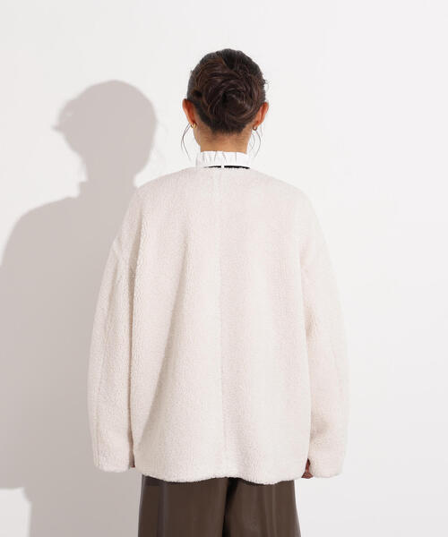 N.（N. Natural Beauty Basic）（エヌエヌナチュラルビューティーベーシック）の「ノーカラーボアブルゾン（ブルゾン・レディース・ブラウン/イエロー/オフホワイト・MEDIUM/SMALL）」の20枚目の写真