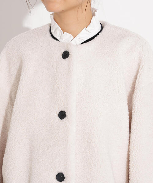 N.（N. Natural Beauty Basic）（エヌエヌナチュラルビューティーベーシック）の「ノーカラーボアブルゾン（ブルゾン・レディース・ブラウン/イエロー/オフホワイト・MEDIUM/SMALL）」の21枚目の写真