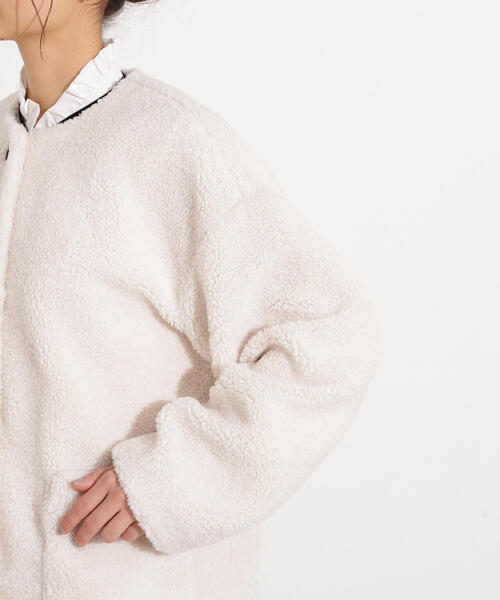 N.（N. Natural Beauty Basic）（エヌエヌナチュラルビューティーベーシック）の「ノーカラーボアブルゾン（ブルゾン・レディース・ブラウン/イエロー/オフホワイト・MEDIUM/SMALL）」の22枚目の写真