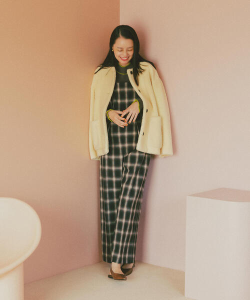 N.（N. Natural Beauty Basic）（エヌエヌナチュラルビューティーベーシック）の「ノーカラーボアブルゾン（ブルゾン・レディース・ブラウン/イエロー/オフホワイト・MEDIUM/SMALL）」の13枚目の写真