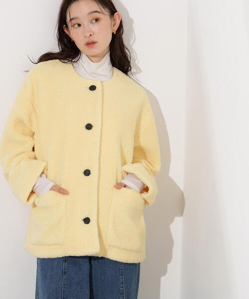 N.（N. Natural Beauty Basic）（エヌエヌナチュラルビューティーベーシック）の「ノーカラーボアブルゾン（ブルゾン・レディース・ブラウン/イエロー/オフホワイト・MEDIUM/SMALL）」の10枚目の写真