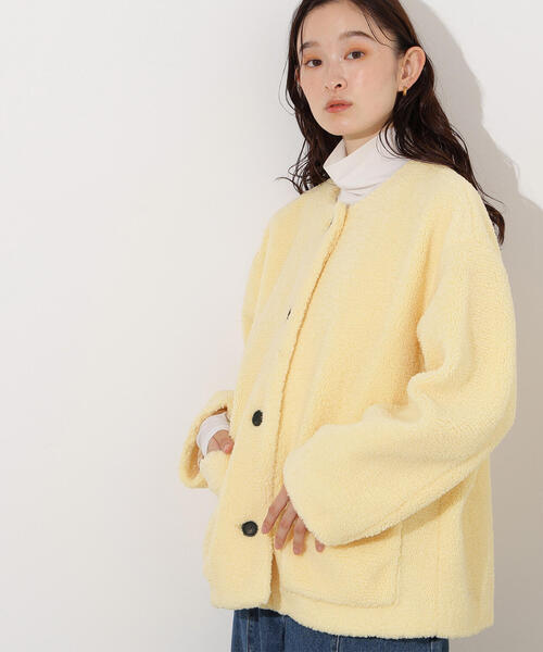 N.（N. Natural Beauty Basic）（エヌエヌナチュラルビューティーベーシック）の「ノーカラーボアブルゾン（ブルゾン・レディース・ブラウン/イエロー/オフホワイト・MEDIUM/SMALL）」の7枚目の写真