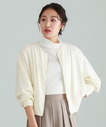 Emilyan（エミリアン）の「【 洗える・ストレッチ 】 梨地ストレッチ・ダブルジップリブブルゾン（Tシャツ/カットソー）」